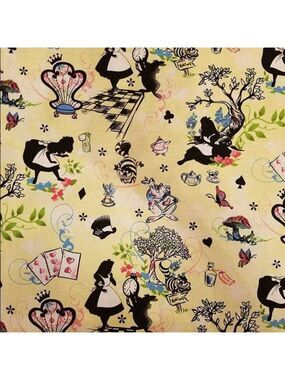 Alice in Wonderland cotton fabric RARE